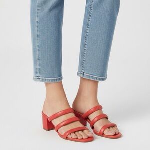 SCHUTZ Women's Olly Mid Block Heel Nappa Leather Orange Strappy Sandal | Sz 8.5